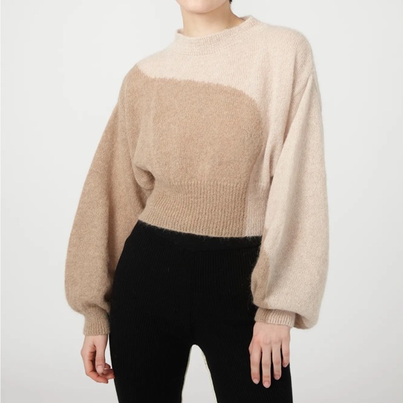Aniela Parys One Size Alpaca Mohair cropped sweater with bell sleeves - Picture 1 of 7